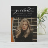 Moderne Kalligraphie Zwei Foto Schwarzer Abschluss Ankündigung (Stehend Vorderseite)