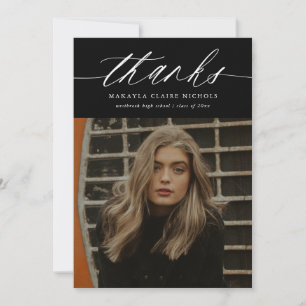 Moderne Kalligraphie Zwei Foto Schwarzer Abschluss Dankeskarte