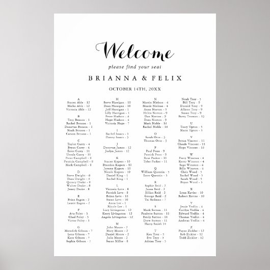 Moderne kalligraphische Alphabetisierungstabelle Poster (Vorne)