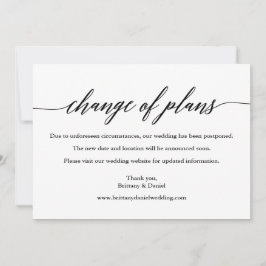 Moderne kalligraphische Änderung der Pläne für Hoc Save The Date