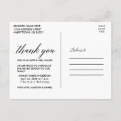 Moderne kalligraphische Baby-Liebe und dank Foto Postkarte (Rückseite)