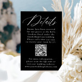 Moderne kalligraphische Black QR Code Hochzeitdeta Begleitkarte