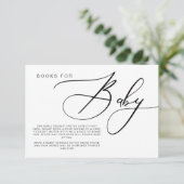 Moderne kalligraphische Bücher für Baby, Babydusch Begleitkarte (Stehend Vorderseite)