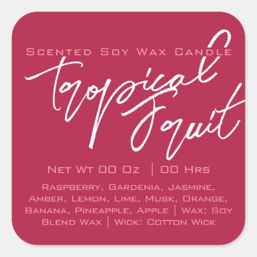 Moderne kalligraphische Buchstaben dunkelrosa Kerz Quadratischer Aufkleber (Vorderseite)