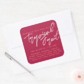 Moderne kalligraphische Buchstaben dunkelrosa Kerz Quadratischer Aufkleber (Umschlag)