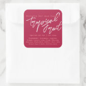 Moderne kalligraphische Buchstaben dunkelrosa Kerz Quadratischer Aufkleber (Tasche)