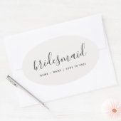 Moderne kalligraphische Chic Bridesmaid Hochzeit Ovaler Aufkleber (Umschlag)