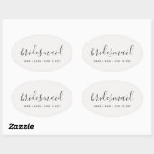 Moderne kalligraphische Chic Bridesmaid Hochzeit Ovaler Aufkleber (Blatt)