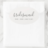 Moderne kalligraphische Chic Bridesmaid Hochzeit Ovaler Aufkleber (Tasche)