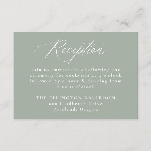 Moderne kalligraphische Darstellung Grüne Hochzeit Begleitkarte (Vorderseite)