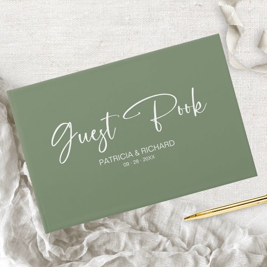 Moderne kalligraphische Darstellung Grüne Hochzeit Gästebuch