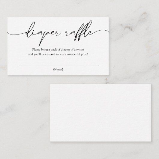 Moderne kalligraphische Diaper-Umschließungskarte Begleitkarte (Vorne/Hinten)