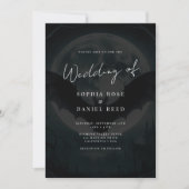 Moderne kalligraphische Fledermäuse Gothic Wedding Einladung (Vorderseite)