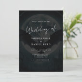 Moderne kalligraphische Fledermäuse Gothic Wedding Einladung (Stehend Vorderseite)