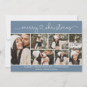 Moderne kalligraphische Foto Collage Blue Christma Karte (Vorderseite)