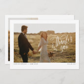 Moderne kalligraphische Foto Hochzeit Danke Karte (Vorne/Hinten)