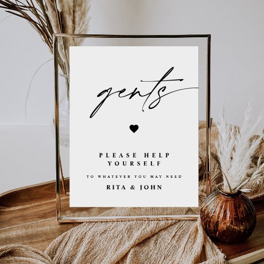 Moderne kalligraphische Gents Badezimmer Hochzeits Poster