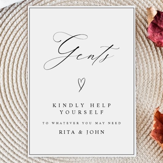 Moderne kalligraphische Gents Badezimmer Hochzeits Poster