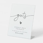 Moderne kalligraphische Gents Badezimmer Hochzeits Sockelschild (Vorderseite)