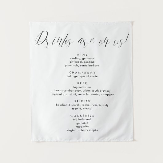 Moderne kalligraphische Getränke auf unserer Hochz Wandteppich (Vorderseite)