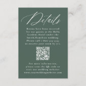 Moderne kalligraphische Grüne QR-Code Hochzeitsdet Begleitkarte (Vorderseite)