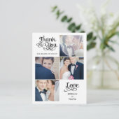 Moderne kalligraphische Hochzeit Danke-Card Postkarte (Stehend Vorderseite)