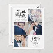 Moderne kalligraphische Hochzeit Danke-Card Postkarte (Vorne/Hinten)