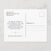 Moderne kalligraphische Hochzeit Danke Foto Postkarte (Rückseite)