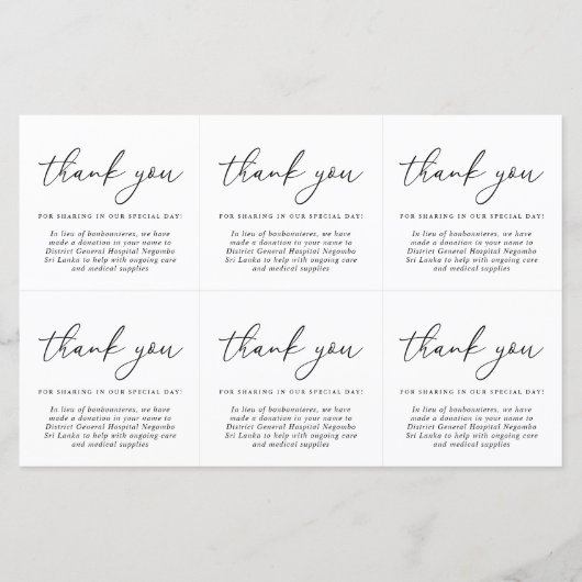 Moderne kalligraphische Hochzeit Danke Ihnen für d (Vorderseite)