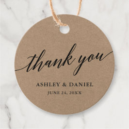 Moderne kalligraphische Hochzeit Danke Kraft Geschenkanhänger