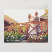 Moderne kalligraphische Hochzeit Danke Postcard Postkarte (Vorderseite)