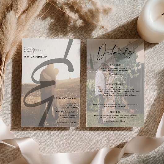 Moderne kalligraphische Hochzeit Einladung