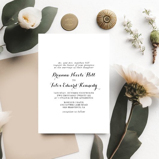 Moderne kalligraphische Hochzeit Einladung