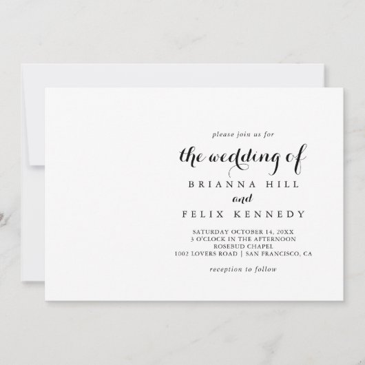 Moderne kalligraphische Hochzeit Einladung (Vorderseite)