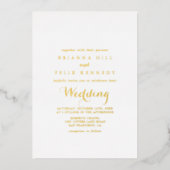 Moderne kalligraphische Hochzeit Gold Folieneinladung (Vorderseite)