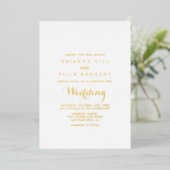 Moderne kalligraphische Hochzeit Gold Folieneinladung (Stehend vorne)