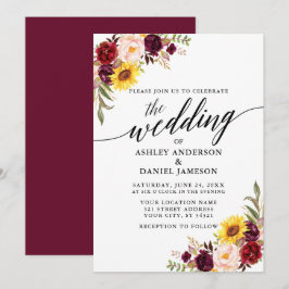 Moderne kalligraphische Hochzeit mit Wasserfarbe g Einladung