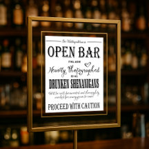 Moderne kalligraphische Hochzeit Offener Bar