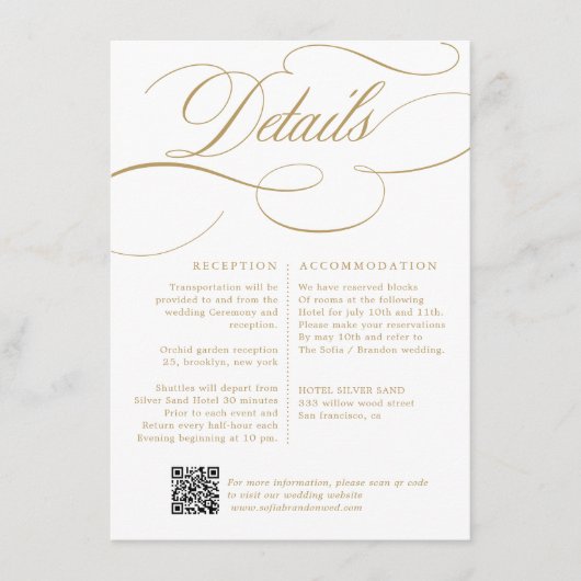 Moderne kalligraphische Hochzeit ohne Gold und Wei Begleitkarte (Vorderseite)