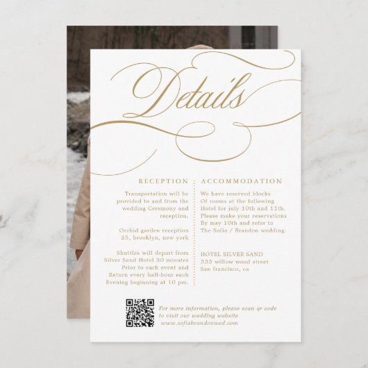Moderne kalligraphische Hochzeit ohne Gold und Wei Begleitkarte (Vorne/Hinten)