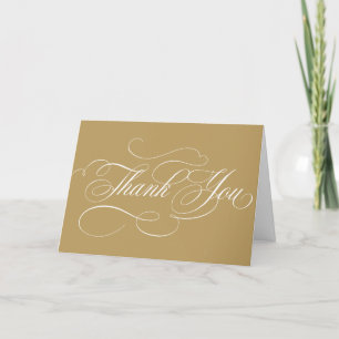 Moderne kalligraphische Hochzeit ohne Gold und Wei Dankeskarte