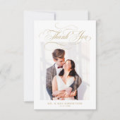 Moderne kalligraphische Hochzeit ohne Gold und Wei Dankeskarte (Vorderseite)