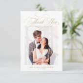 Moderne kalligraphische Hochzeit ohne Gold und Wei Dankeskarte (Stehend Vorderseite)