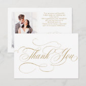 Moderne kalligraphische Hochzeit ohne Gold und Wei Dankeskarte (Vorne/Hinten)