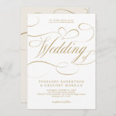 Moderne kalligraphische Hochzeit ohne Gold und Wei Einladung (Vorne/Hinten)