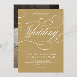 Moderne kalligraphische Hochzeit ohne Gold und Wei Einladung