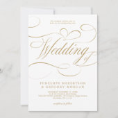 Moderne kalligraphische Hochzeit ohne Gold und Wei Einladung (Vorderseite)