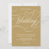 Moderne kalligraphische Hochzeit ohne Gold und Wei Einladung (Vorderseite)