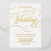 Moderne kalligraphische Hochzeit ohne Gold und Wei Folieneinladung (Vorderseite)