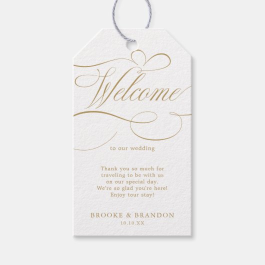 Moderne kalligraphische Hochzeit ohne Gold und Wei Geschenkanhänger (Vorderseite)